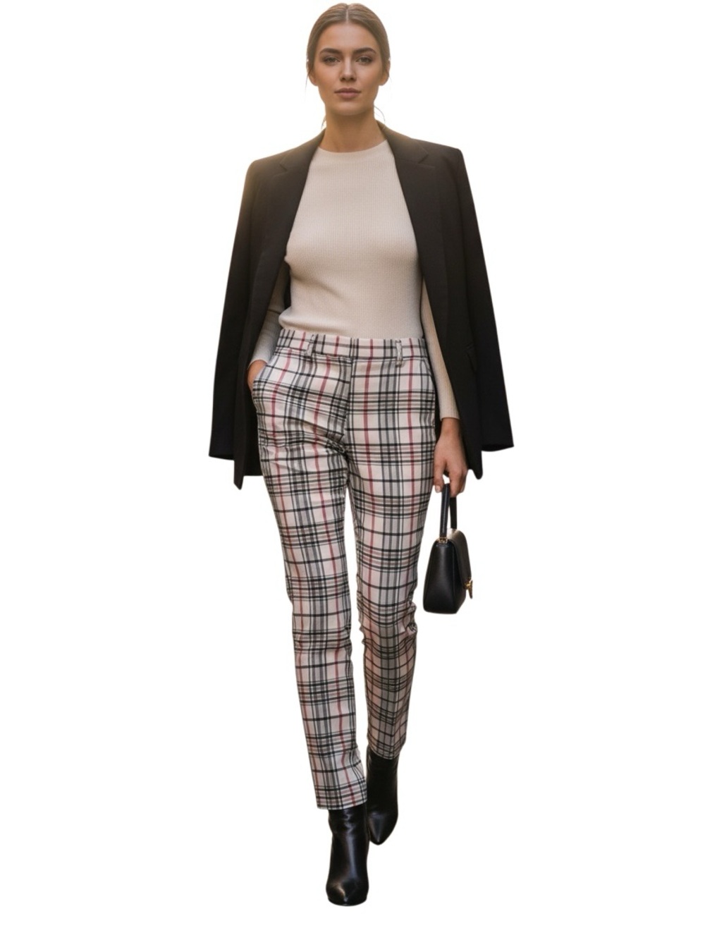 Italian Plaid High Waisted Pants Straight Leg Woman’s Plus Size 3X Like New T…